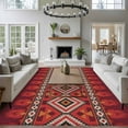 thumbnail image 3 of 5'x7' Area Rugs for Living Room Bedroom, Red Retro Boho Washable Rug Carpet Runner Indoor Outdoor, Vintage Ethnic Tribe Abstract Art Non Slip Floor Mats Area Rug for Kitchen, Nursery, 3 of 8