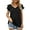 Black, variant on Gustave Women Summer V Neck Tops Casual Pleated Cap Sleeve T Shirts Loose Side Split Tunic Tee Fashion Solid Blouse "Green, S"