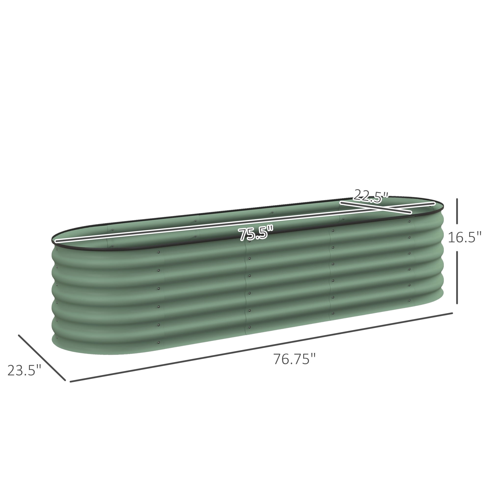Galvanized Raised Garden Bed Kit, Outdoor Metal Elevated Planter Box with Safety Edging, Easy DIY Stock Tank for Growing Flowers, Herbs & Vegetables, Green