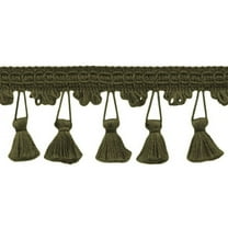 2 1/2" (6cm) Beautiful Scalloped Tassel Fringe Trim # TFC0225,, Dark Olive Green #L50 (Dark Yellow Green) Sold By The Yard (36"/3 ft/0.9m)