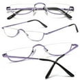 thumbnail image 3 of KOOSUFA Half Metal Moon Reading Glasses +2.25 Spring Hinge Half Frame Readers Eyeglasses Eyewear Purple, 3 of 8