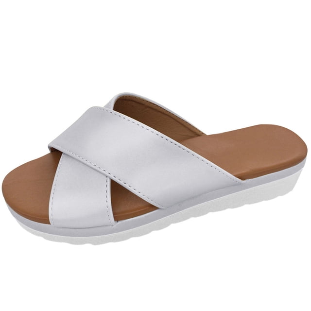 yulier Womens Wedge Sandals Summer Outdoor Cross-Strap Slide Sandals Open Toe Platform Slippers Beach Sandals
