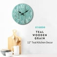 thumbnail image 4 of Wall Clock, Rustic Wall Clocks Battery Operated Silent Non Ticking, Country Round Wooden Clocks Farmhous Wall Decorative for Kitchen, Bathroom, Living Room (Gray 10 Inch), 4 of 9