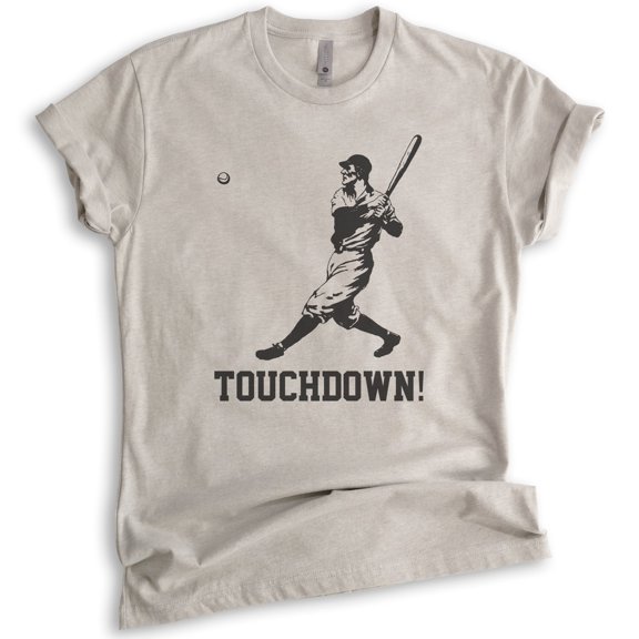 Touchdown Shirt, Unisex Women's Men's Shirt, Funny Baseball T-shirt, Funny Football Shirt Ironic Sports Tee, Light Silk Gray, 3X-Large