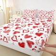 thumbnail image 3 of Homewish Graffiti Loves Queen Sheet Sets,Cartoon Heart Pattern Flat Sheet,Red White Queen Fitted Sheet For Girl Teens,Ultra Soft Home Decor,4pcs, 3 of 7