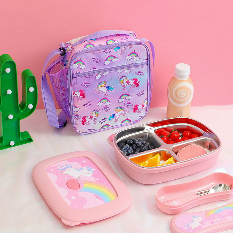 Children's Pu Laser Unicorn Lunch Box With Insulated Soft Bag, Mini Fridge,  Back To School Insulated Meal Carrier, School Water Bottle Holder, Cute  Small Lunch Tote, Soft & Compact Lunch Cooler Bag