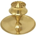 thumbnail image 1 of Brass Incense Agarbatti Stick Stand Holder with Plate Festive Puja Diwali Mandir Temple Handheld Agarbatti Burner with Ash Catcher (Approx. 10 Cm, Set of 2), 1 of 3