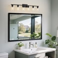 thumbnail image 2 of Deyidn 6-Light Modern Bathroom Vanity Light, 43 Inch Black Finish Dimmable Mirror Light Fixture with Cylindrical Glass Shades, 2 of 9
