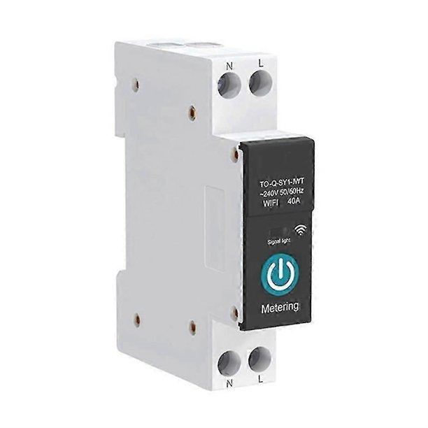 TUYA WIFI Smart Circuit Breaker 1P DIN Rail for Smart Home Wireless Remote Control Switch(Black with Metering 10A)