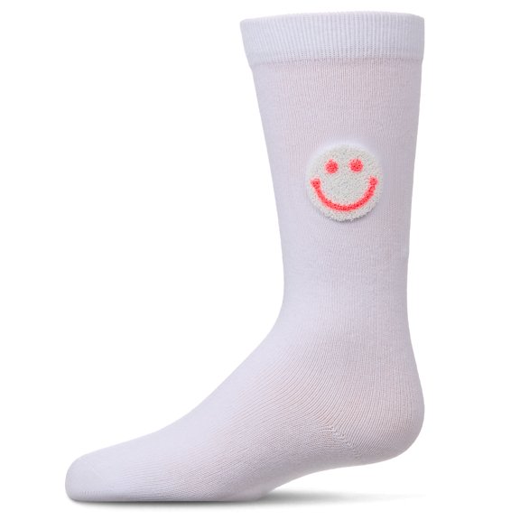 MeMoi Fuzzy Smiley Face Knee High Socks - Girls - Female, 8, Pink