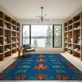 thumbnail image 2 of ODIKA 9'x12' Washable Area Rug Creature Design With Octopus Turtle Fish And Coral Ocean Sea Refined Structured for Dining Room, Basement, Large Office, Non-Slip Chair-Friendly, 2 of 7