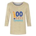 thumbnail image 4 of Lilgiuy Basic Tees for Women Women's Trendy Daily Versatile Casual O-Neck Three Quarter Sleeve 100 Days Sharper Letter Printed Top for First Day of School (Khaki,XL), 4 of 4