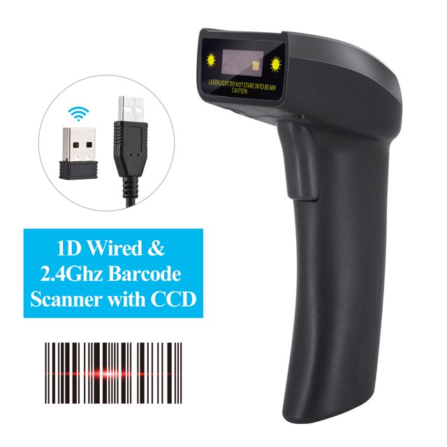 Riwcyla 1D Wireless Barcode Scanner Handheld USB Wired CCD Bar Code Reader Manual Trigger Scanning Support Paper and Screen Code Compatible with Windows Android for Supermarket Retail Store Library