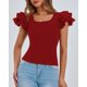 thumbnail image 5 of Blusa PRETTYGARDEN con Mangas de Volantes Rojo Óxido XL, 5 of 8