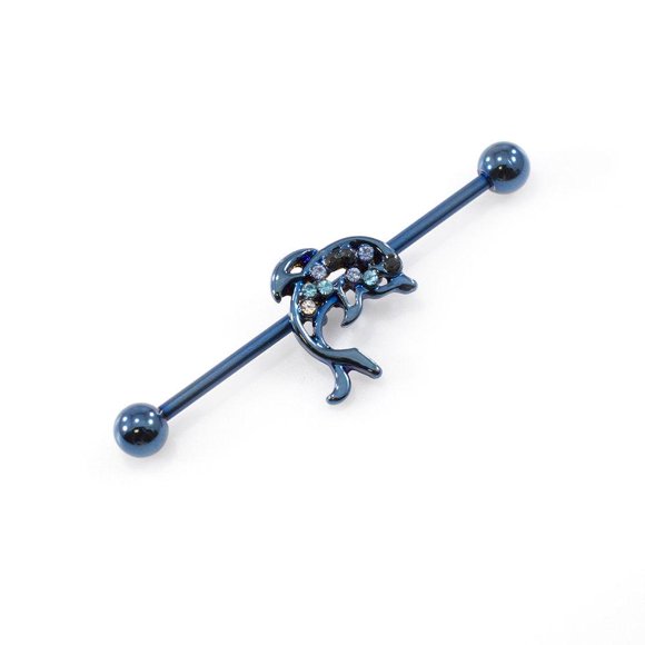 Industrial Barbell Surgical Steel Scaffold Ear Barbell Ring Piercing Jewelry 14G