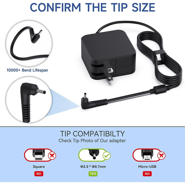 Samsung Chromebook Charger 26W 12V 2.2A, 2.5x0.7mm, Black