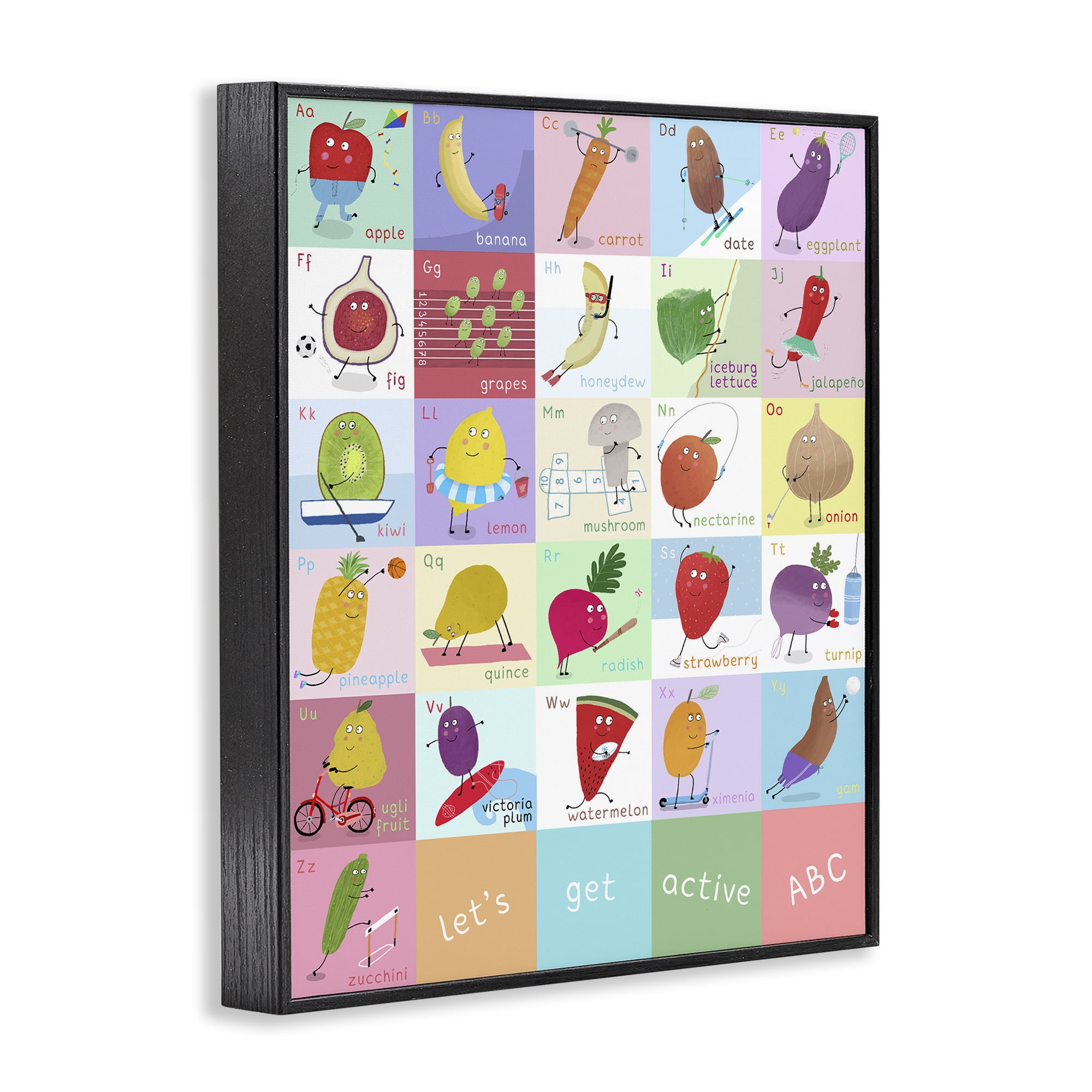 Stupell Industries Let's Get Active ABC's Black Framed Giclee Art, design by Carla Daly