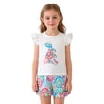 thumbnail image 2 of Aihuaihua Girls Casual Bunny Applique Top and Lace Shorts Two Piece Playwear Set for Toddlers and Kids Toddler Easter outfit with suspenders, 2 of 9