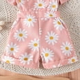 thumbnail image 5 of Atogsazn Newborn Baby Girl Clothes Summer Outfit Short Sleeve Ribbed Romper Floral Suspender Overalls Shorts Set Pink 18-24 Months, 5 of 5