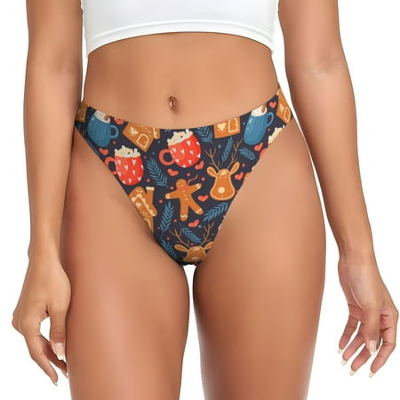 Rateoe Snowman house leaf Pattern Seamless Women Underwear Thongs No Show Ladies Thong No Line Breathable Comfortable Panties Undies for Women-XX-Large