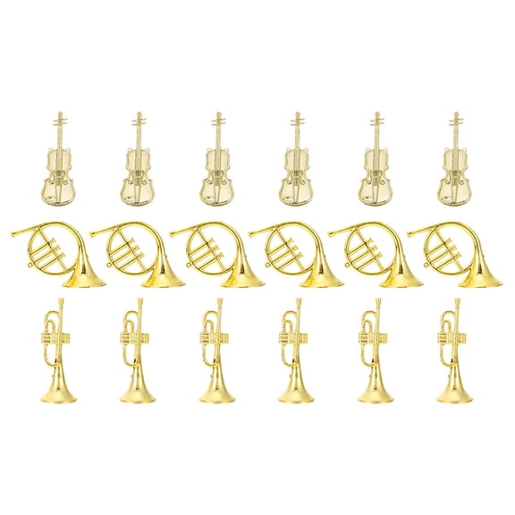 IBASETOY Christmas Ornaments: Golden Plastic Instrument Models for Xmas Decor