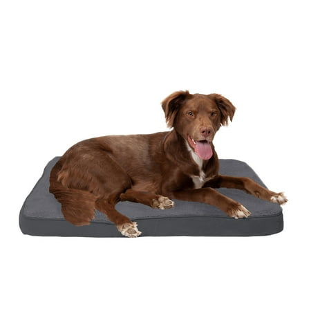 UPC: 0842229122145 | FurHaven Pet Products Terry & Suede Deluxe Memory Foam Pet Bed for Dogs & Cats – Gray Large