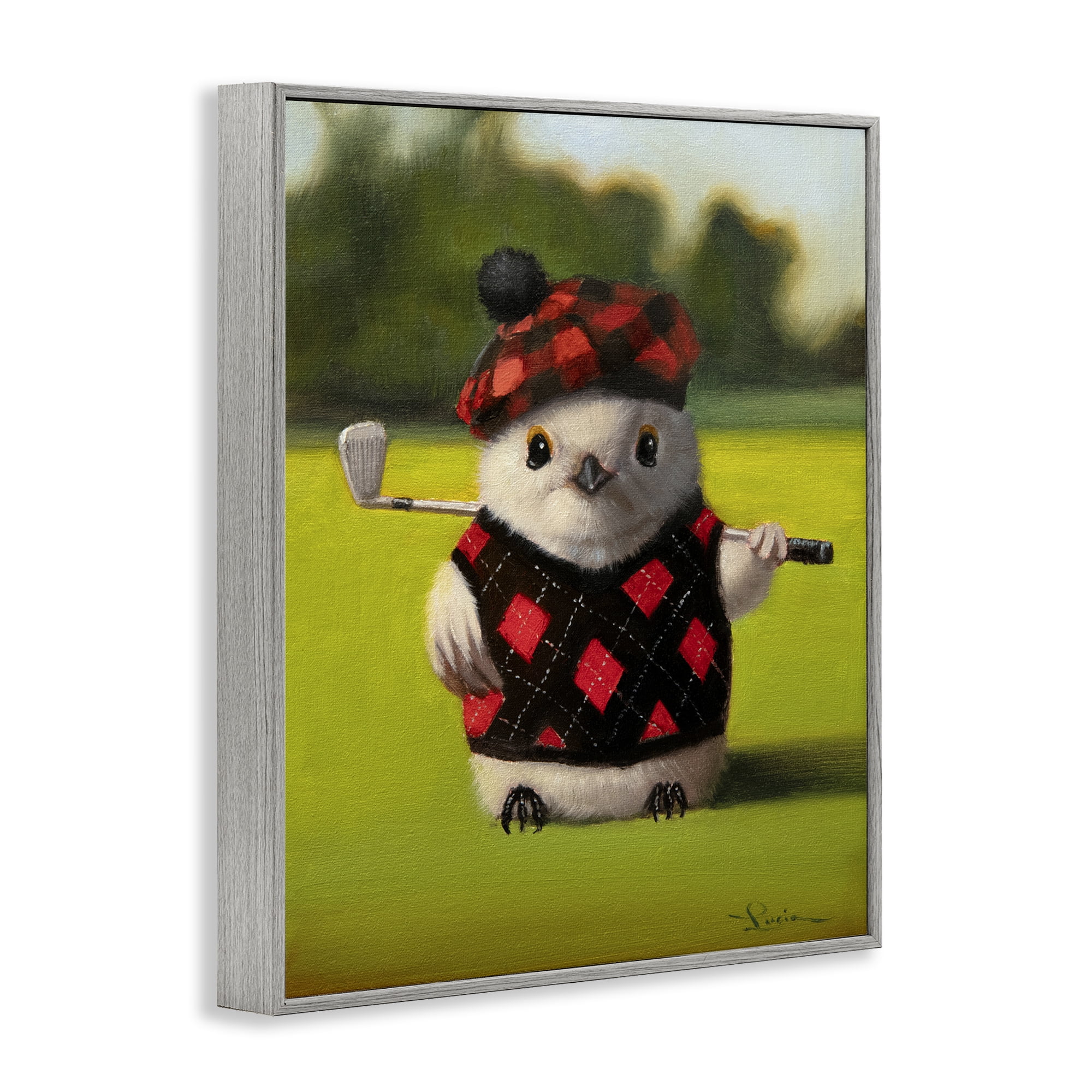 Stupell Industries Birdie Golf Swing Gray Framed Giclee Art, design by Lucia Heffernan