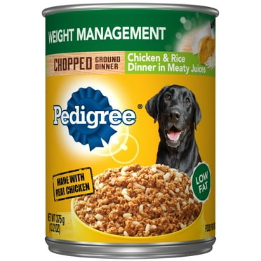 PEDIGREE Weight Management Chicken & Rice Chopped Ground Dinner for Adult Dogs Wet Dog Food, 13.2 oz Cans (12 pack)