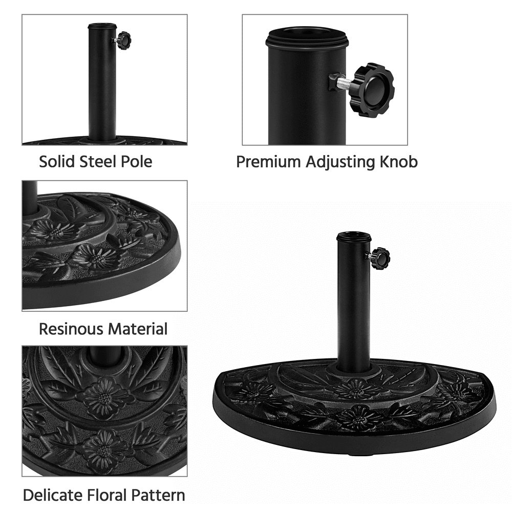 Renwick Half Round Umbrella Base Stand with Floral Pattern, Black