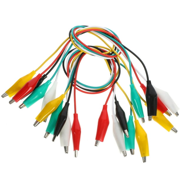 20 pinzas de cocodrilo, cables de prueba, pinzas de cocodrilo, pinzas aislantes resistentes con cable
