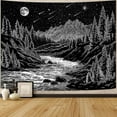 thumbnail image 3 of Gojian Black and White Tapestry Starry Night Mountain Tapestries for Bedroom Aesthetic Moon and Stars Tapastry's Wall Hanging Dark Nature Forest Wall Tapestry for Living Room Dorm, 3 of 6