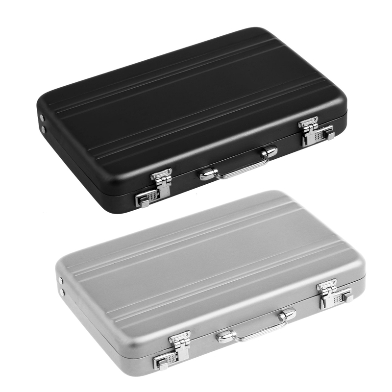 2Pcs Aluminum Password Box Card Case Mini Suitcase Password Briefcase