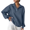 thumbnail image 6 of ZUKMRJPC Women's Quarter Button Sweatshirts Long Sleeve Solid Color Fleece Lined Pullover Casual Loose Fit Warm Lightweight Lapel Tops, 6 of 8