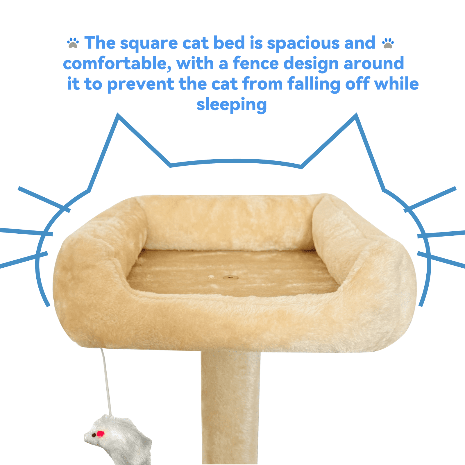 Baohe Indoor Cat Tower 60.6-Inch Modern Cat Tree with Widened Perch, Ideal for Big Cats & Kittens. Multi-Level Design with Scratching Posts, Tunnel, Basket & Cave Condo
