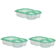 thumbnail image 1 of Caja Bento PP reutilizable con contenedor de fruta de 3 compartimentos para estudiantes verde, 1 of 2