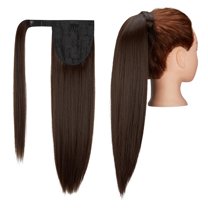 SHCKE 20"/28" Clip in Ponytail Hair Long Wrap Around Drawstring Ponytail Straight Synthetic Hair Ponytail Clip-in Hairpiece for Women