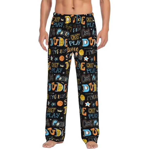 Balery Basketball Pantalones de pijama para hombre, pijama ultraligero, pantalón de descanso-Large