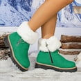 thumbnail image 4 of Cadancy Women Winter Boots Ankle High Fluffy Trim Suede Furry Lining Low Heel Snow Booties Side Zipper Trendy Outdoor Warm Non Slip Shoes Casual Comfy Walking Boots, 4 of 9