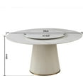 thumbnail image 7 of Montary 59" Modern Round Dining Table w/ Lazy Susan & Cylinder Base - White Sintered Stone Tabletop for 6-8, Marble Design (Table Only), 7 of 7