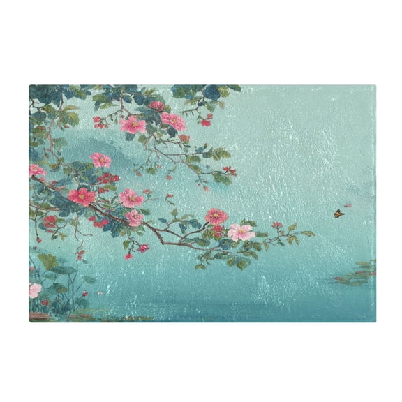 Rectangle Bath Rugs Plush Bathroom Carpet Mat Non Slip Bathroom Mats Flowers and Butterflies Flying