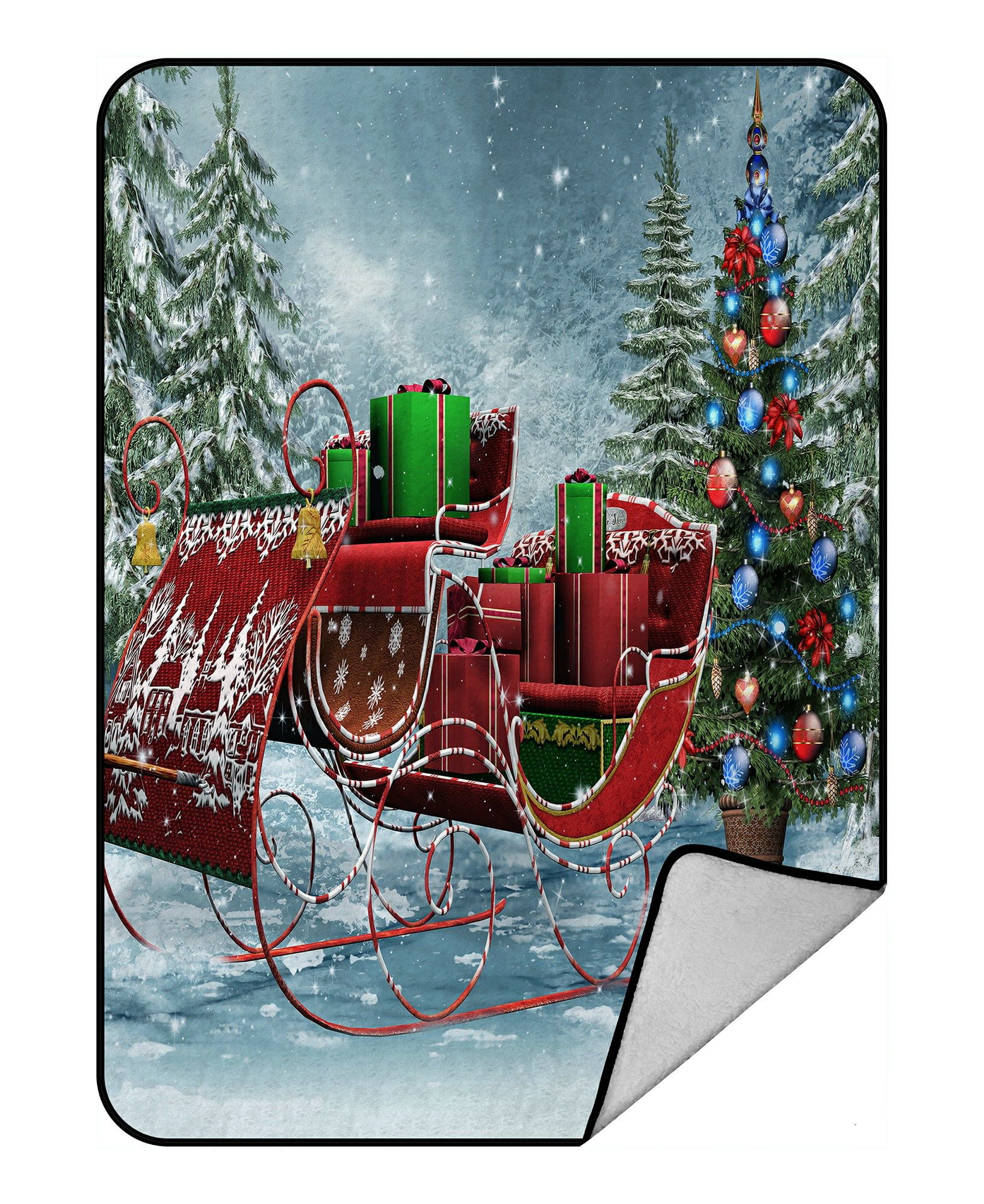 ECZJNT Vintage sleigh Christmas gifts Throw Blanket Fleece Blankets ...