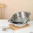 thumbnail image 3 of Stainless Steel Steamer Pot For Cooking 2-tier Steaming Pot With Ear For Dumplings Vegetables Dishes6417242421779, 3 of 4