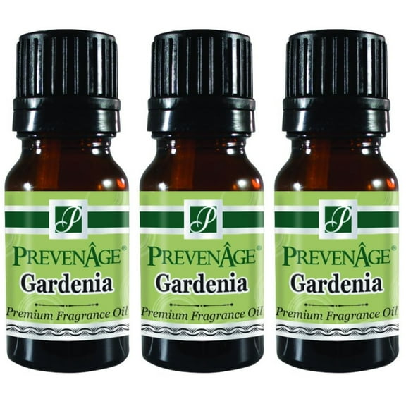 Gardenia Fragrance Oil Pack of 3 Aromatic Premium Grade Scented Perfume Oil 10 mL / .33 Oz by Prevenage - Set of 3