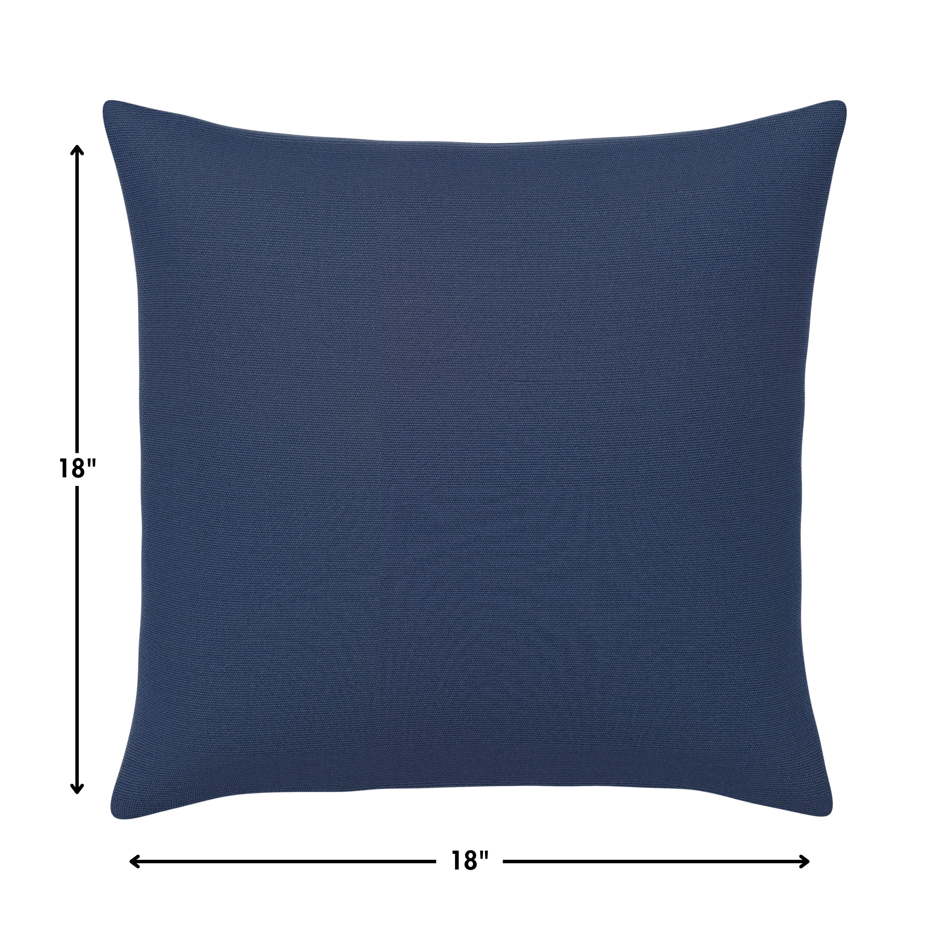Casual Cushion Outdoor Throw Pillow, Sunbrella Fade & Water Resistant for Patio Furniture, Adirondacks & Porch Swings, 18"W x 18"L, 6" thick, Reversible, Canvas Navy