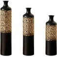 thumbnail image 2 of Gold Metal Large Floor Decorated Vases Set of 3 for Gorgeous Home Decoration Glazed Metal Vases 20.8in/24.8in/28.7in Height, Gold and Black, 2 of 6
