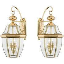 CIATA Lighting 2-Light Newbury Polished Brass Outdoor Lantern - 2 Pack
