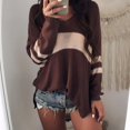thumbnail image 2 of Suéter A Rayas De Las Mujeres Con Cuello En V Manga Larga Loose Pullover Outwear Top XL rojo Macarena Suéter a rayas de mujer, 2 of 8