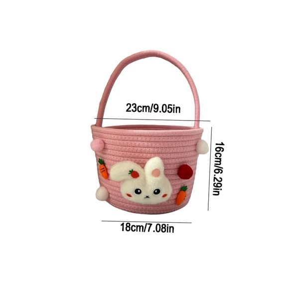 Easter Basket, Easter Woven Basket with Bunny, Children Cute Candy Bowl with Handle, for Girls and Boys