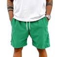 thumbnail image 6 of Men's Corduroy Shorts Casual Elastic Waist Drawstring Lightweight Summer Beach Shorts Green L, 6 of 6