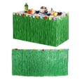 thumbnail image 4 of Vjnyvs Grass Table Skirts Hawaiian Table Decorations Party Grass Table Cloths Tropical Table Cover for Summer Beach Garden, 4 of 7